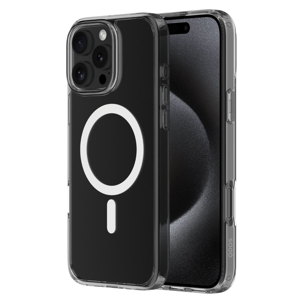 Hybrid Drop + Snap - Apple iPhone 16 Pro Max Case MagSafe Compatible - Clear, Side and Back View with Screen Display