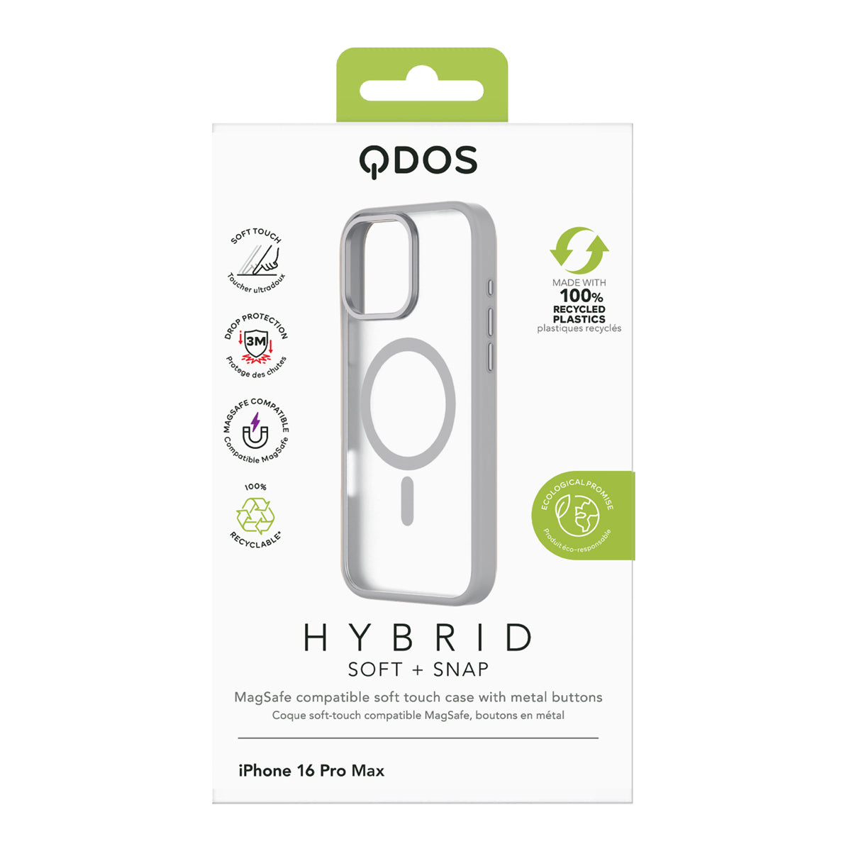 Hybrid Soft  + Snap - Apple iPhone 16 Pro Max Case MagSafe Compatible - Clear Natural Titanium, showcasing product packaging in white