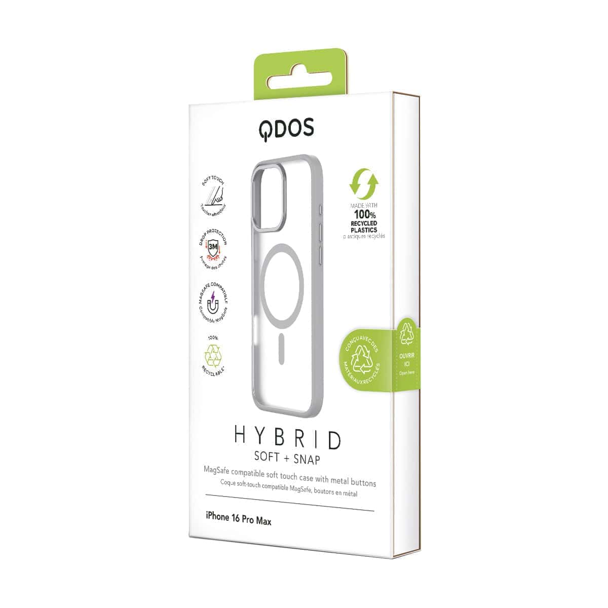 Hybrid Soft  + Snap - Apple iPhone 16 Pro Max Case MagSafe Compatible - Clear Natural Titanium, showcasing product packaging in white