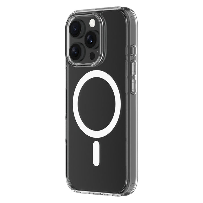 Hybrid Drop + Snap - Apple iPhone 16 Pro Case MagSafe Compatible - Clear, Angled Rear View Transparent Back with Phone