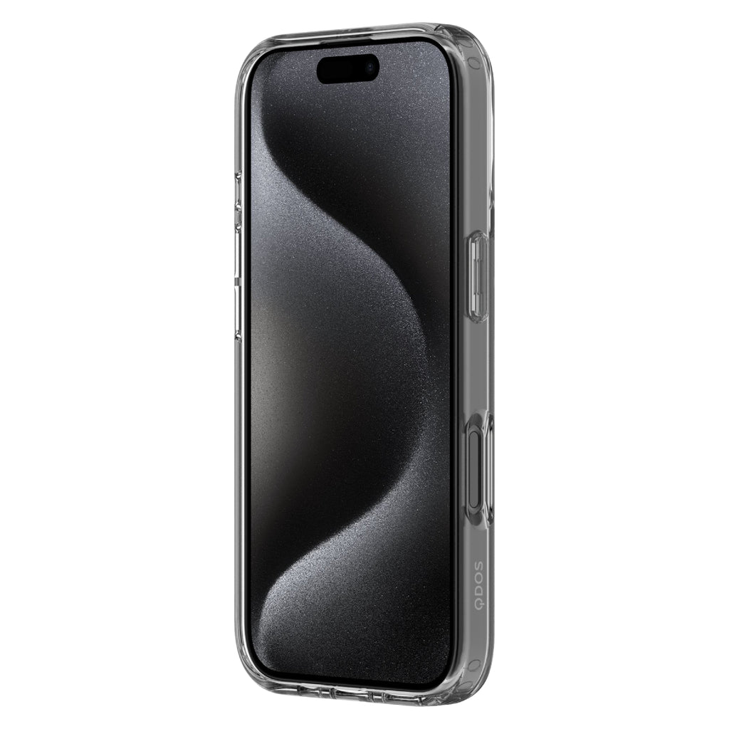 Hybrid Drop + Snap - Apple iPhone 16 Pro Case MagSafe Compatible - Clear, Angled Front View with Screen Display