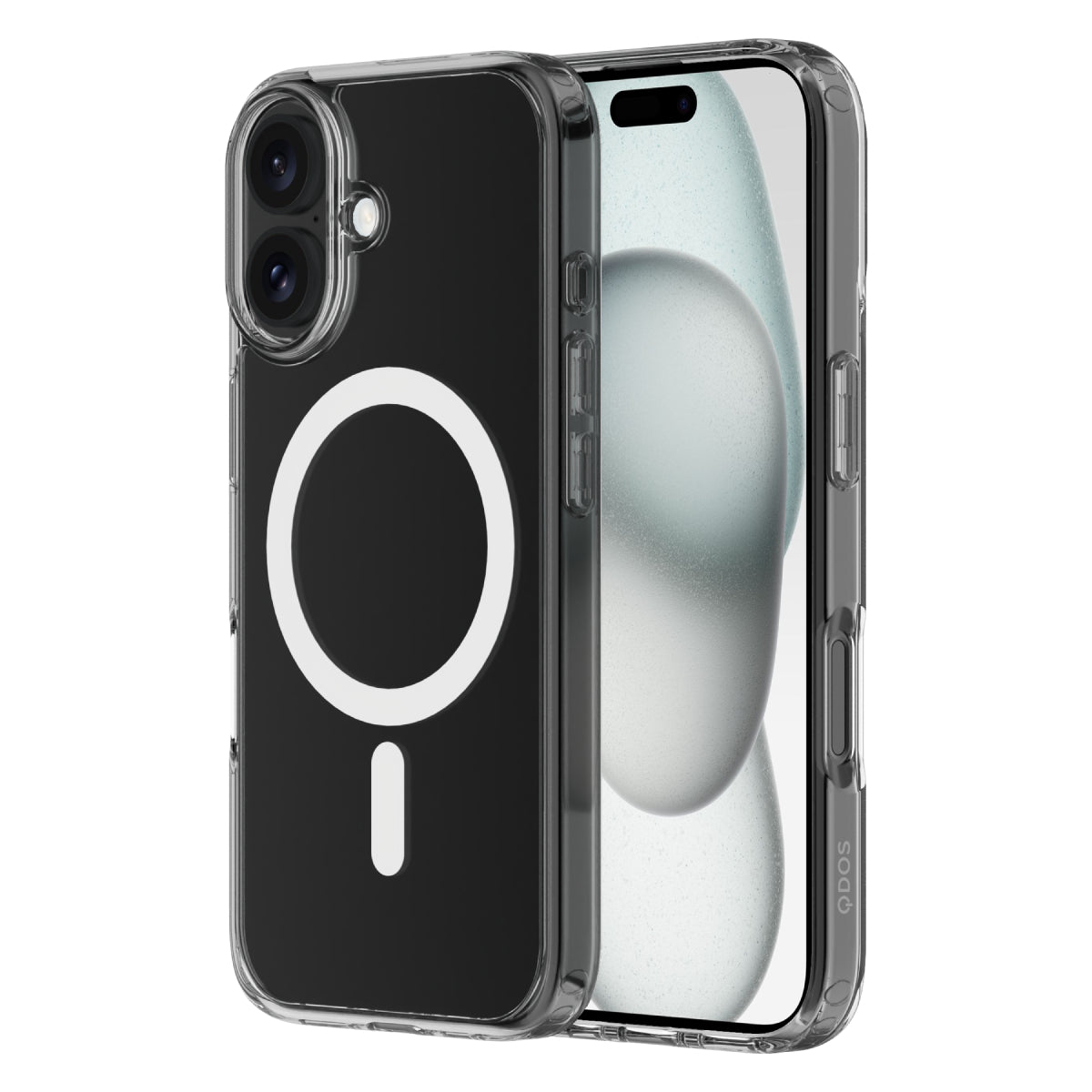 Hybrid Drop + Snap - Apple iPhone 16 Case MagSafe Compatible - Clear, Side and Back View with Screen Display