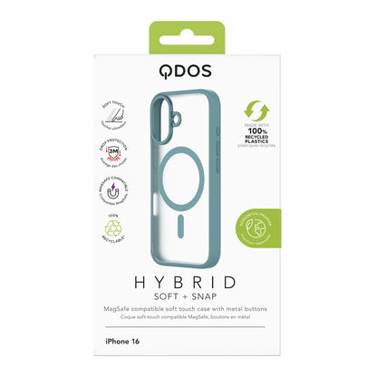 Hybrid Soft  + Snap - Apple iPhone 16 Case MagSafe Compatible - Clear Teal, showcasing product packaging in white