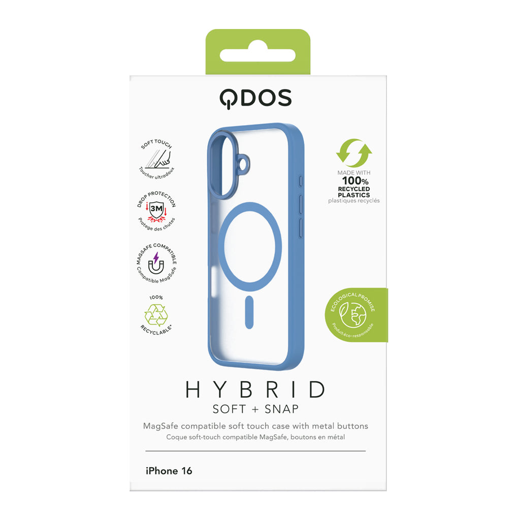 Hybrid Soft  + Snap - Apple iPhone 16 Case MagSafe Compatible - Clear Ultramarine, showcasing product packaging in white
