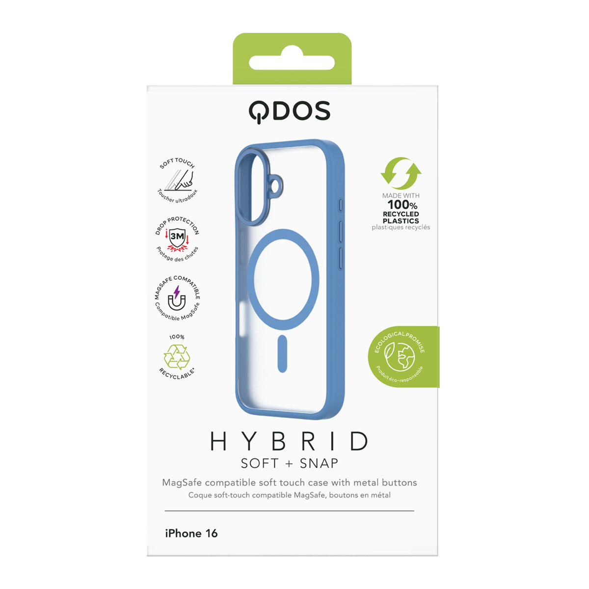 Hybrid Soft  + Snap - Apple iPhone 16 Case MagSafe Compatible - Clear Ultramarine, showcasing product packaging in white