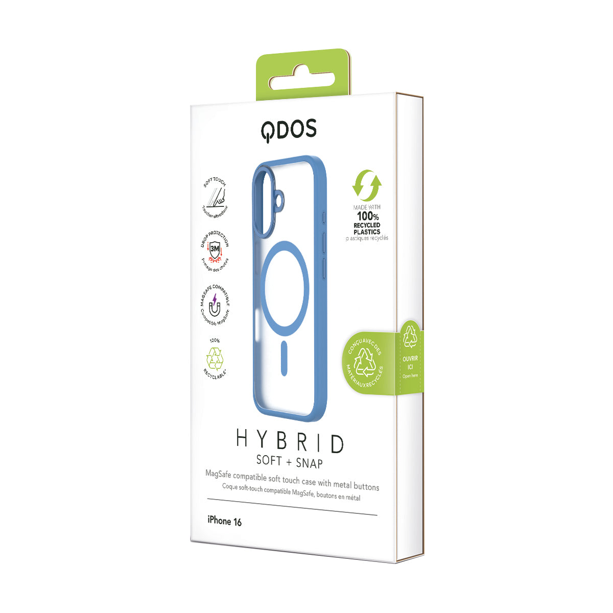 Hybrid Soft  + Snap - Apple iPhone 16 Case MagSafe Compatible - Clear Ultramarine, showcasing product packaging in white