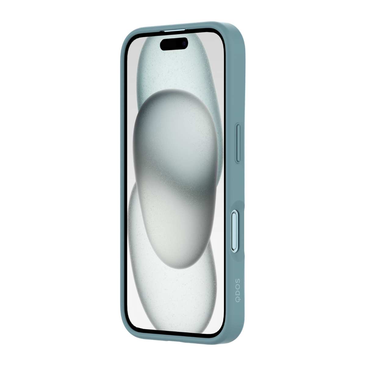 Hybrid Soft  + Snap - Apple iPhone 16 Case MagSafe Compatible - Clear Teal, Angled Front View with Screen Display