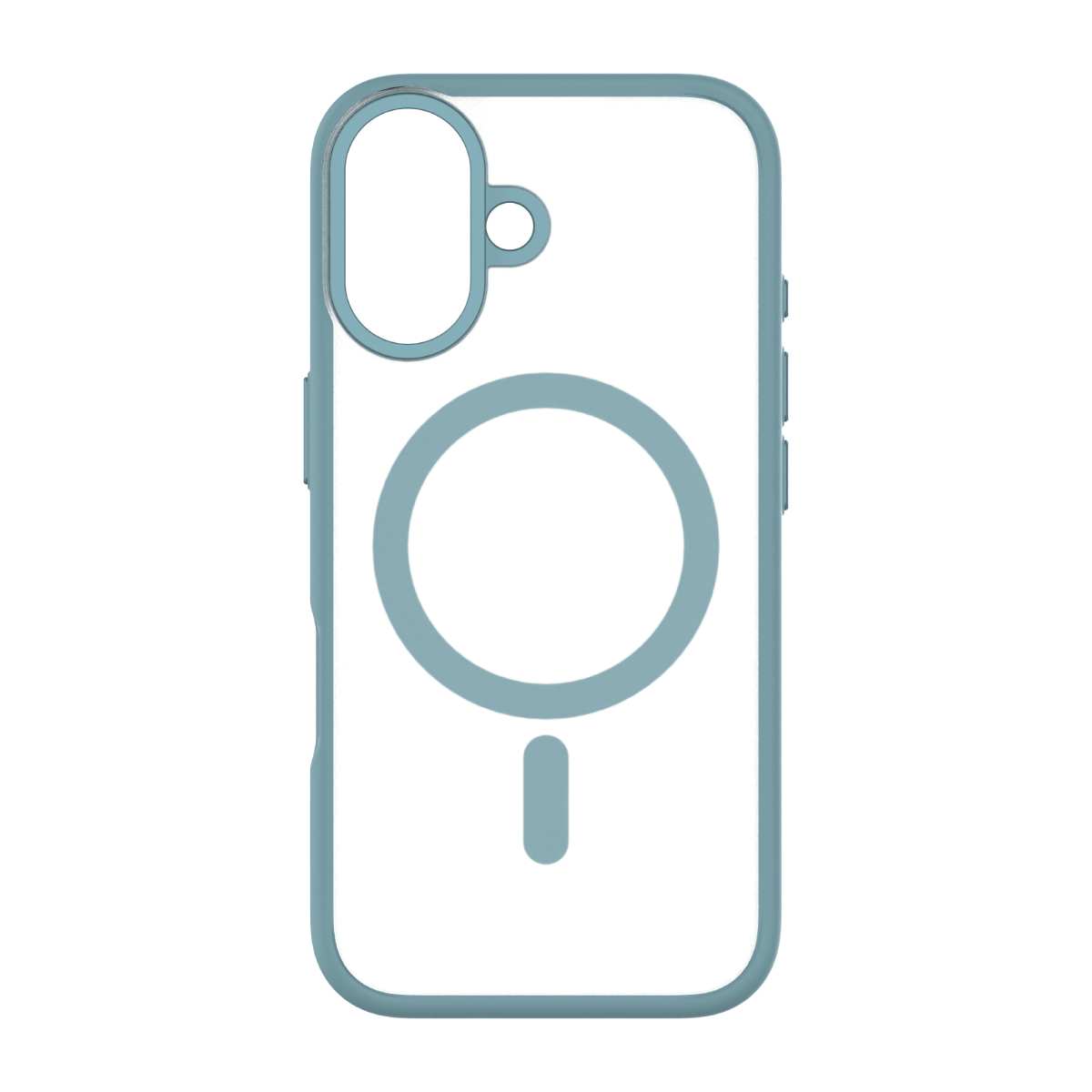 Hybrid Soft  + Snap - Apple iPhone 16 Case MagSafe Compatible - Clear Teal, Rear View Frosted  Back Without Phone