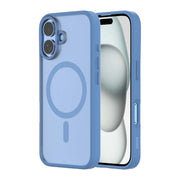 Hybrid Soft  + Snap - Apple iPhone 16 Case MagSafe Compatible - Clear Ultramarine, Side and Back View with Screen Display