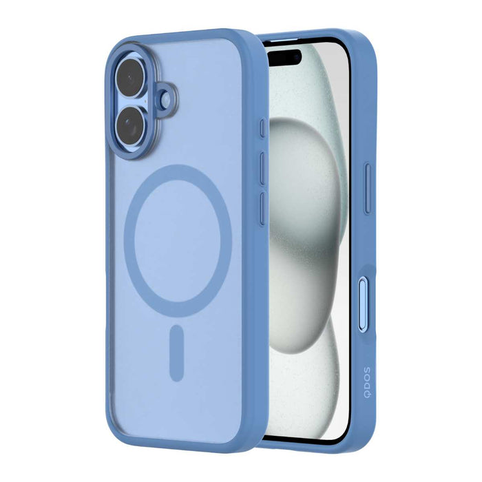 Hybrid Soft  + Snap - Apple iPhone 16 Case MagSafe Compatible - Clear Ultramarine, Side and Back View with Screen Display