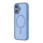 Hybrid Soft  + Snap - Apple iPhone 16 Case MagSafe Compatible - Clear Ultramarine, Angled Rear View Frosted  Back with Phone