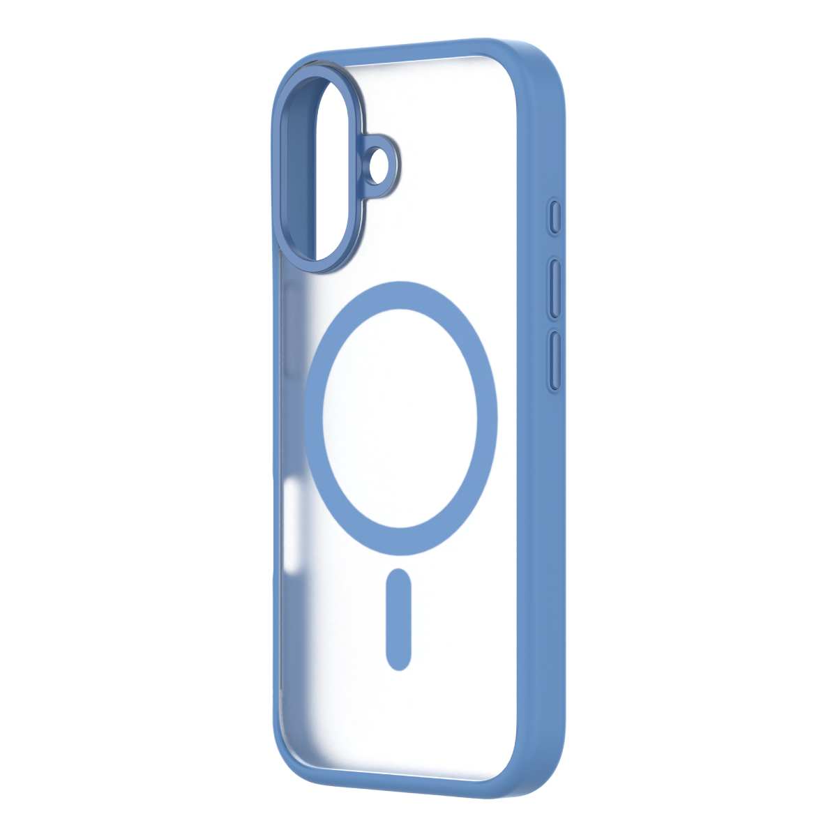 Hybrid Soft  + Snap - Apple iPhone 16 Case MagSafe Compatible - Clear Ultramarine, Angled Rear View Frosted  Back Without Phone