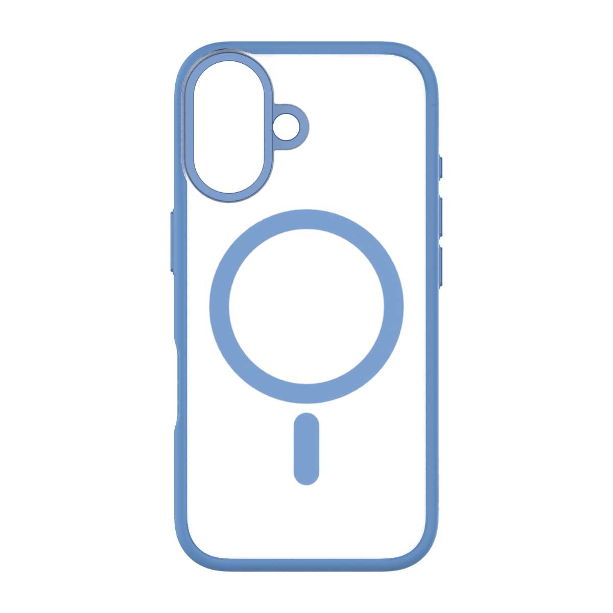Hybrid Soft  + Snap - Apple iPhone 16 Case MagSafe Compatible - Clear Ultramarine, Rear View Frosted  Back Without Phone