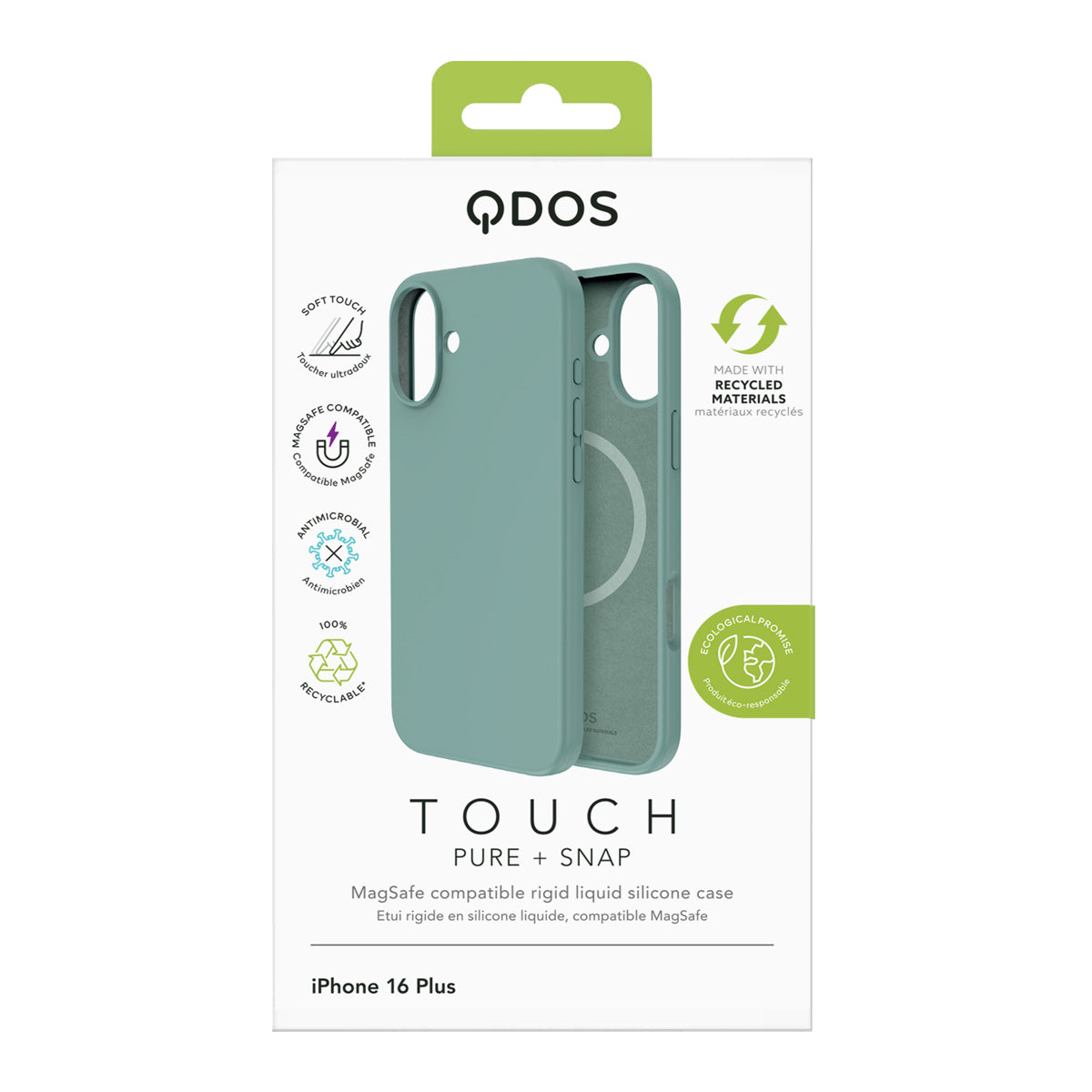 Touch Pure + Snap - Apple iPhone 16 Plus Case MagSafe Compatible - Teal, showcasing product packaging in white