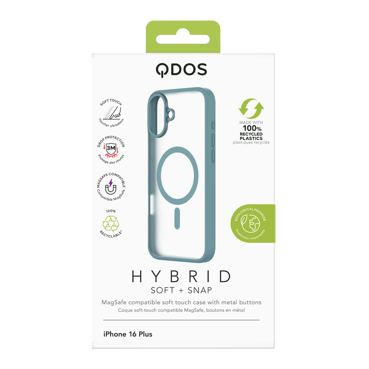 Hybrid Soft  + Snap - Apple iPhone 16 Plus Case MagSafe Compatible - Clear Teal, showcasing product packaging in white