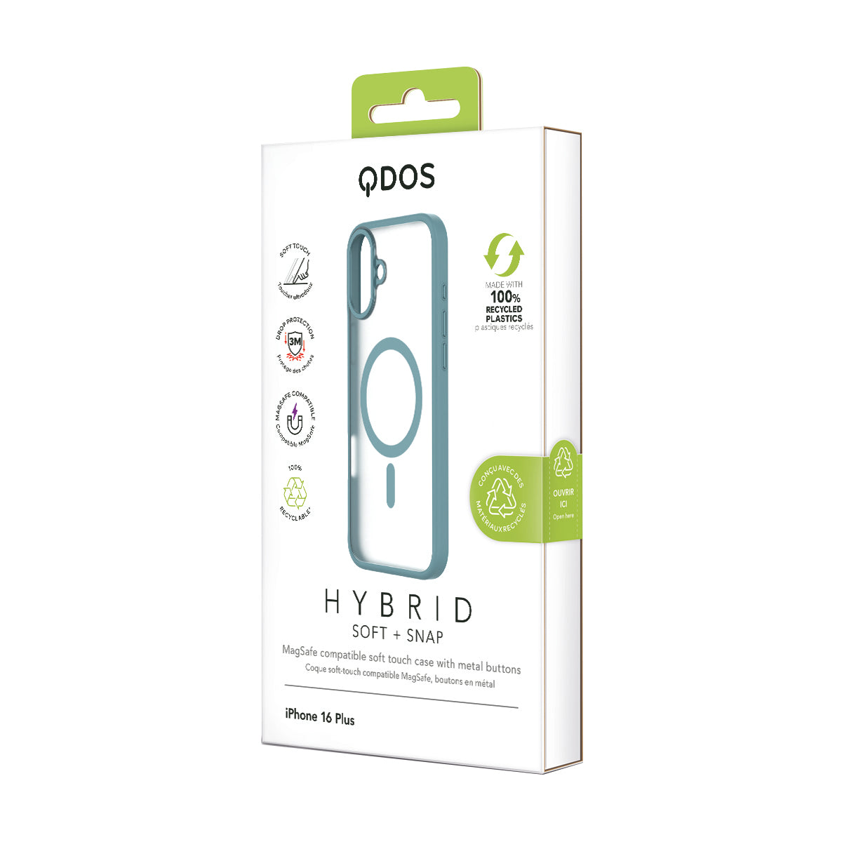 Hybrid Soft  + Snap - Apple iPhone 16 Plus Case MagSafe Compatible - Clear Teal, showcasing product packaging in white