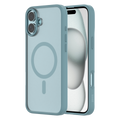 Hybrid Soft  + Snap - Apple iPhone 16 Plus Case MagSafe Compatible - Clear Teal, Side and Back View with Screen Display