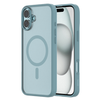 Hybrid Soft  + Snap - Apple iPhone 16 Plus Case MagSafe Compatible - Clear Teal, Side and Back View with Screen Display