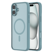 Hybrid Soft  + Snap - Apple iPhone 16 Plus Case MagSafe Compatible - Clear Teal, Side and Back View with Screen Display