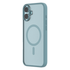 Hybrid Soft  + Snap - Apple iPhone 16 Plus Case MagSafe Compatible - Clear Teal, Angled Rear View Frosted  Back with Phone
