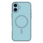 Hybrid Soft  + Snap - Apple iPhone 16 Plus Case MagSafe Compatible - Clear Teal, Rear View Frosted  Back with Phone