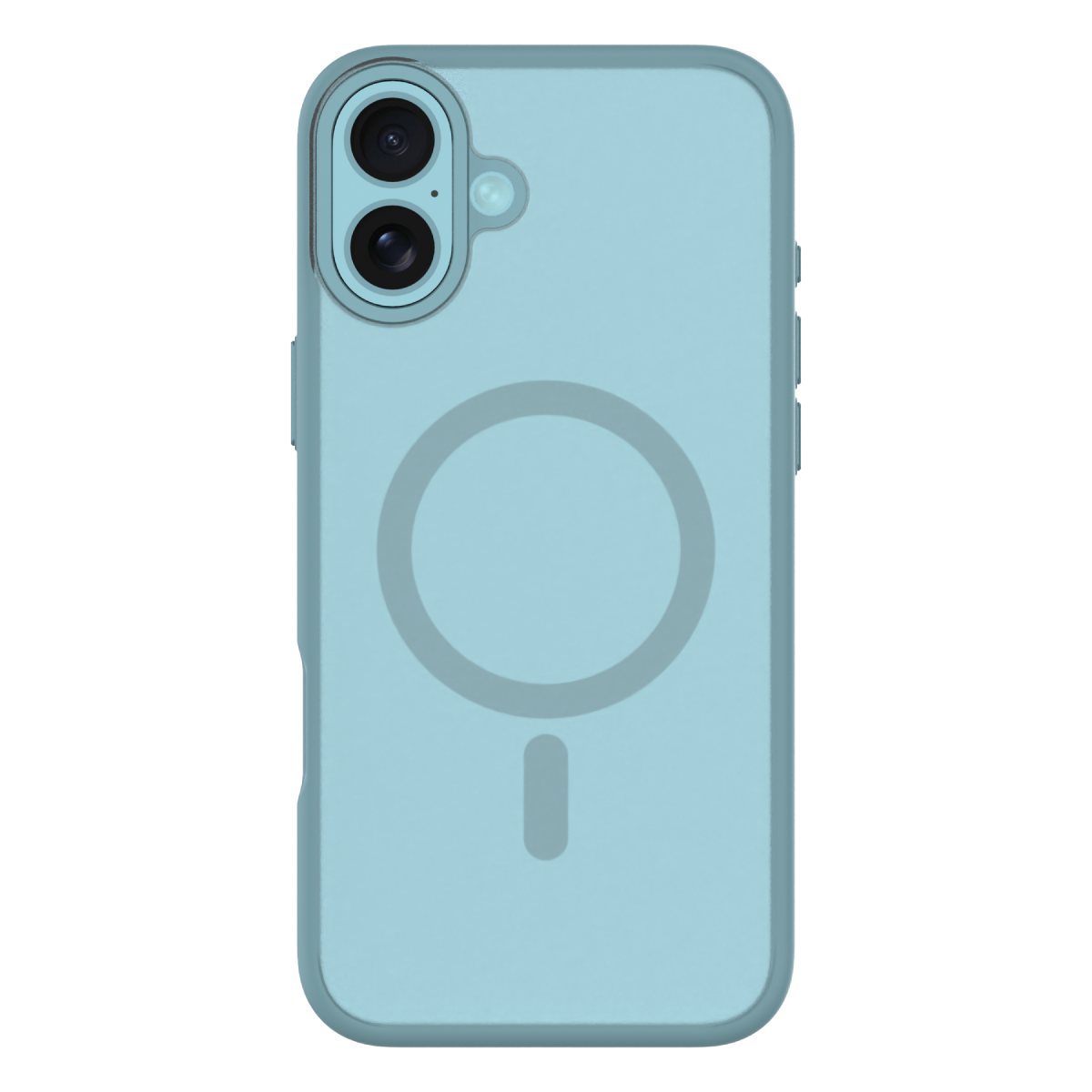 Hybrid Soft  + Snap - Apple iPhone 16 Plus Case MagSafe Compatible - Clear Teal, Rear View Frosted  Back with Phone
