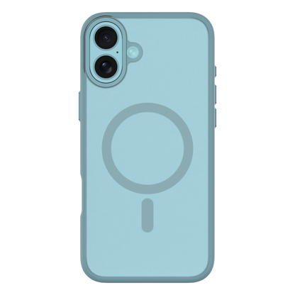 Hybrid Soft  + Snap - Apple iPhone 16 Plus Case MagSafe Compatible - Clear Teal, Rear View Frosted  Back with Phone