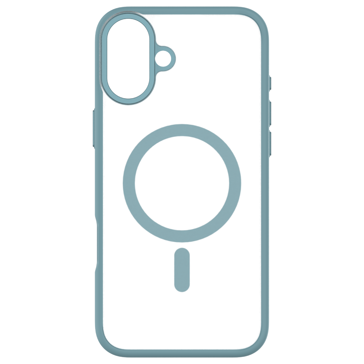 Hybrid Soft  + Snap - Apple iPhone 16 Plus Case MagSafe Compatible - Clear Teal, Rear View Frosted  Back Without Phone