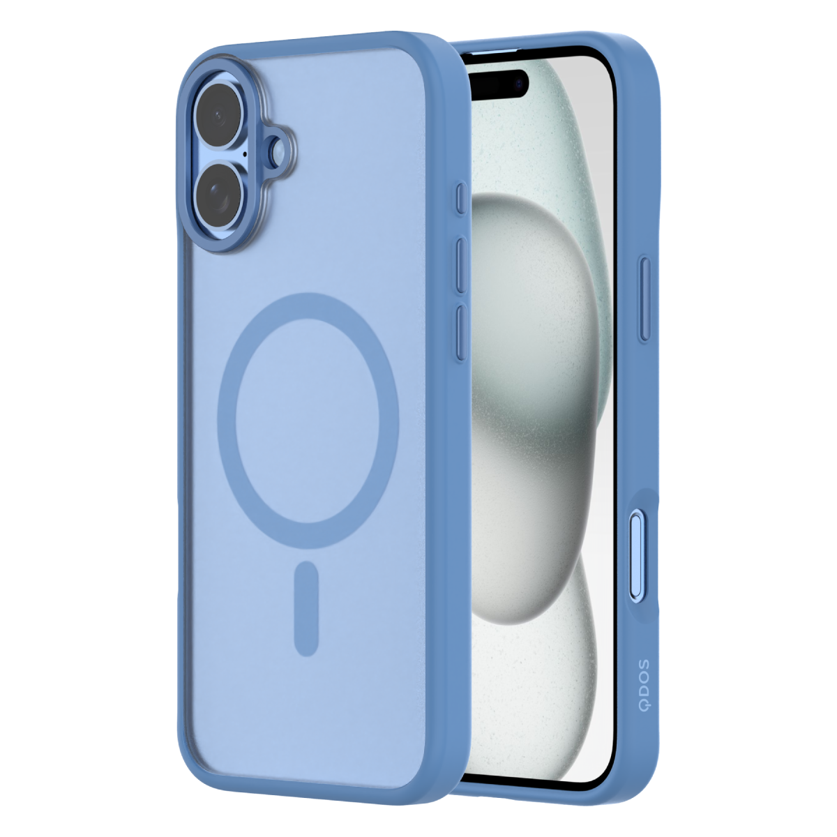 Hybrid Soft  + Snap - Apple iPhone 16 Plus Case MagSafe Compatible - Clear Ultramarine, Side and Back View with Screen Display