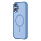 Hybrid Soft  + Snap - Apple iPhone 16 Plus Case MagSafe Compatible - Clear Ultramarine, Angled Rear View Frosted  Back with Phone