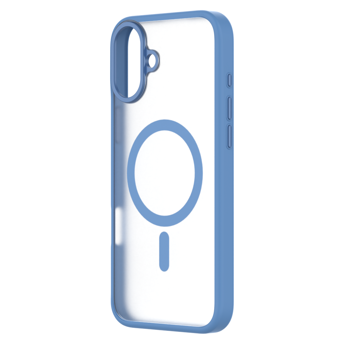 Hybrid Soft  + Snap - Apple iPhone 16 Plus Case MagSafe Compatible - Clear Ultramarine, Angled Rear View Frosted  Back Without Phone