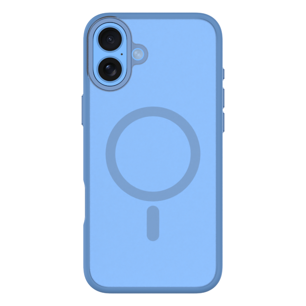 Hybrid Soft  + Snap - Apple iPhone 16 Plus Case MagSafe Compatible - Clear Ultramarine, Rear View Frosted  Back with Phone