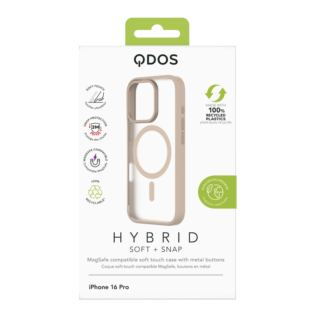 Hybrid Soft  + Snap - Apple iPhone 16 Pro Case MagSafe Compatible - Clear Desert Titanium, showcasing product packaging in white