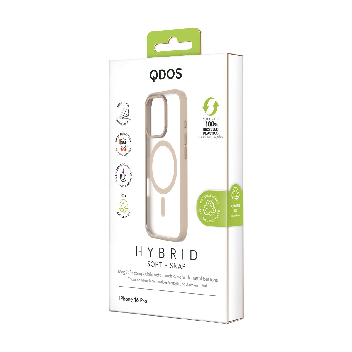 Hybrid Soft  + Snap - Apple iPhone 16 Pro Case MagSafe Compatible - Clear Desert Titanium, showcasing product packaging in white