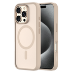 Hybrid Soft  + Snap - Apple iPhone 16 Pro Case MagSafe Compatible - Clear Desert Titanium, Side and Back View with Screen Display