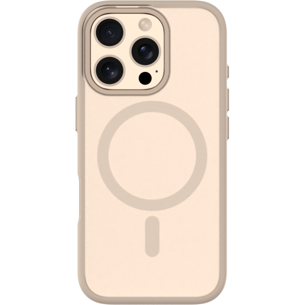 Hybrid Soft  + Snap - Apple iPhone 16 Pro Max Case MagSafe Compatible - Clear Beige Titanium, Rear View Frosted  Back with Phone
