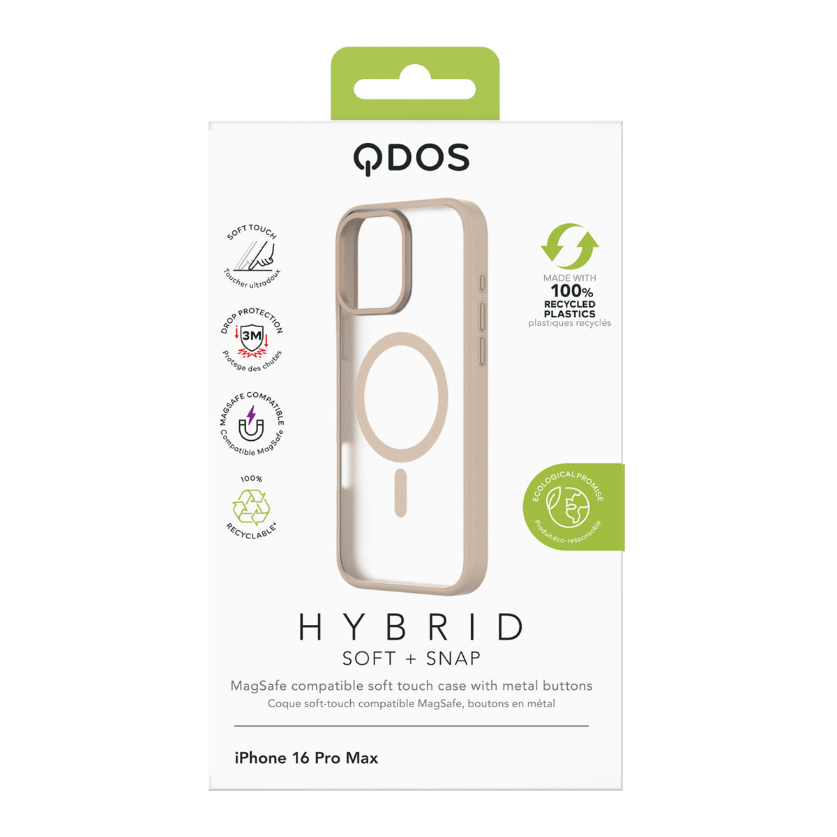 Hybrid Soft  + Snap - Apple iPhone 16 Pro Max Case MagSafe Compatible - Clear Desert Titanium, showcasing product packaging in white