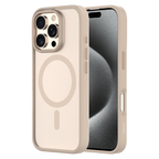 Hybrid Soft  + Snap - Apple iPhone 16 Pro Max Case MagSafe Compatible - Clear Desert Titanium, Side and Back View with Screen Display