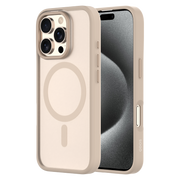 Hybrid Soft  + Snap - Apple iPhone 16 Pro Max Case MagSafe Compatible - Clear Desert Titanium, Side and Back View with Screen Display