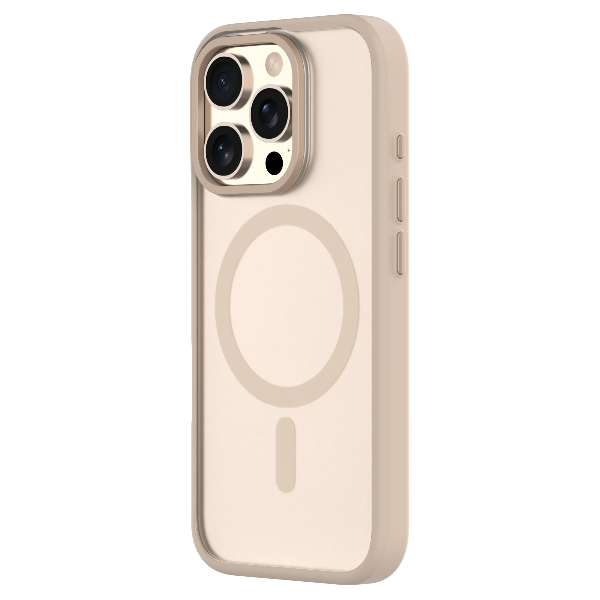 Hybrid Soft  + Snap - Apple iPhone 16 Pro Max Case MagSafe Compatible - Clear Desert Titanium, Angled Rear View Frosted  Back with Phone