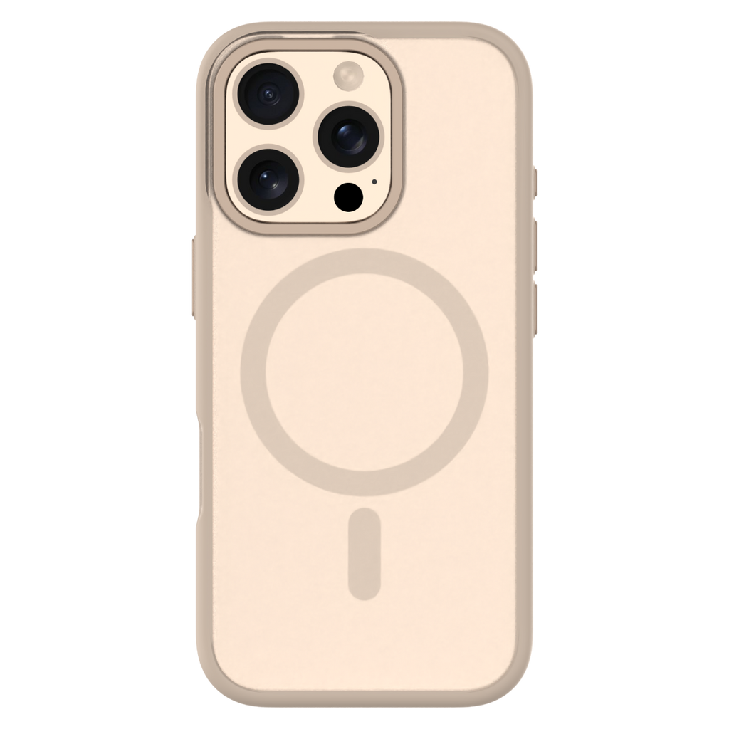 Hybrid Soft  + Snap - Apple iPhone 16 Pro Max Case MagSafe Compatible - Clear Desert Titanium, Rear View Frosted  Back with Phone