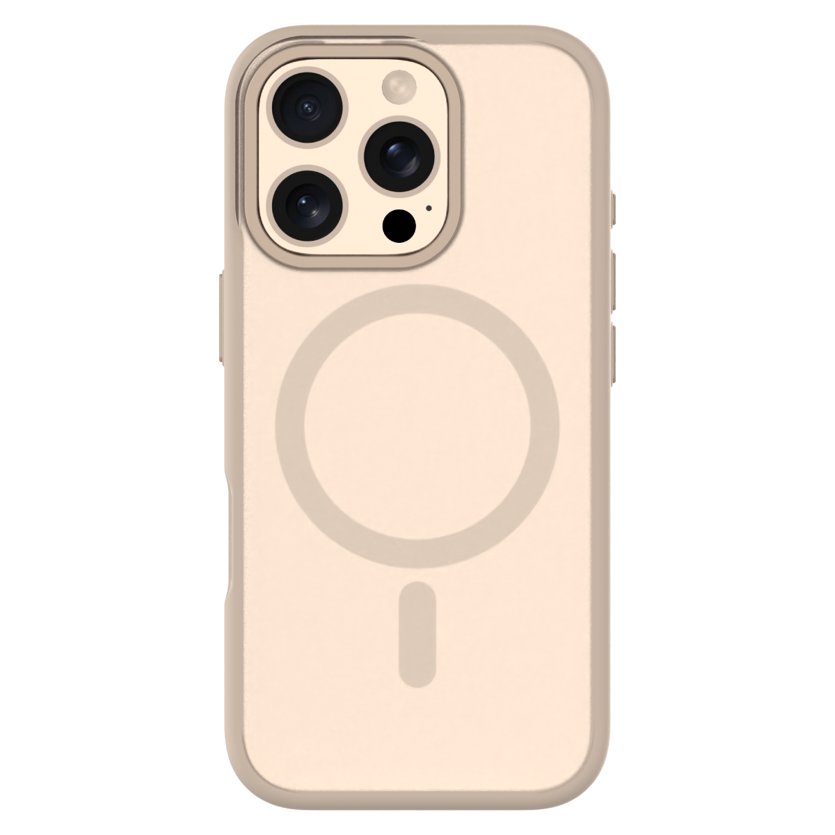 Hybrid Soft  + Snap - Apple iPhone 16 Pro Max Case MagSafe Compatible - Clear Desert Titanium, Rear View Frosted  Back with Phone