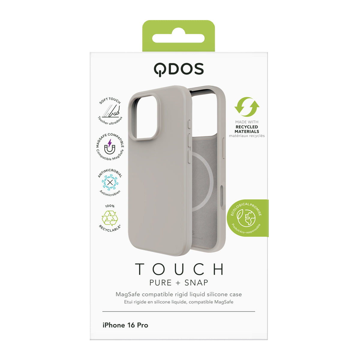 Touch Pure + Snap - Apple iPhone 16 Pro Case MagSafe Compatible - Desert Titanium, showcasing product packaging in white