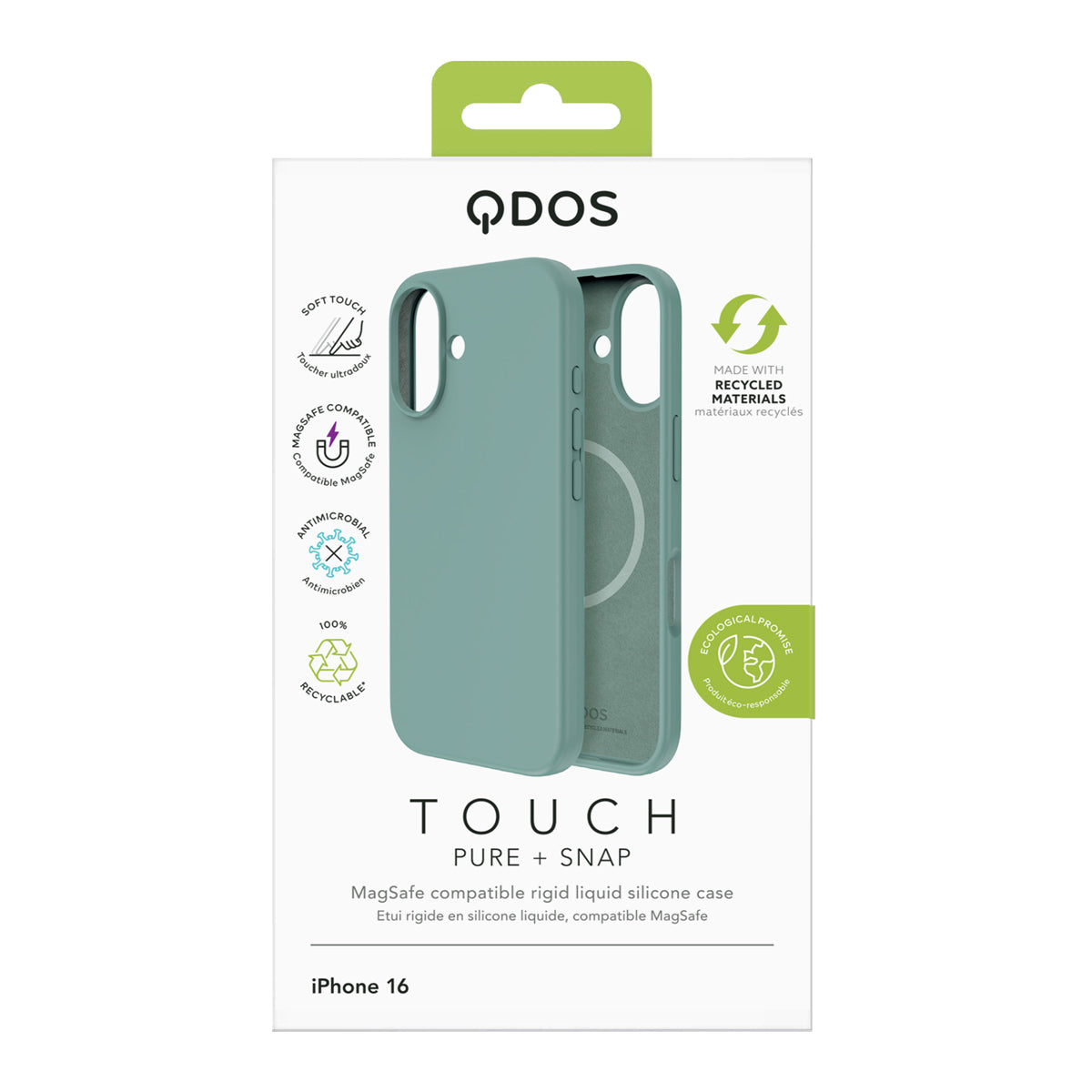 Touch Pure + Snap - Apple iPhone 16 Case MagSafe Compatible - Teal, showcasing product packaging in white