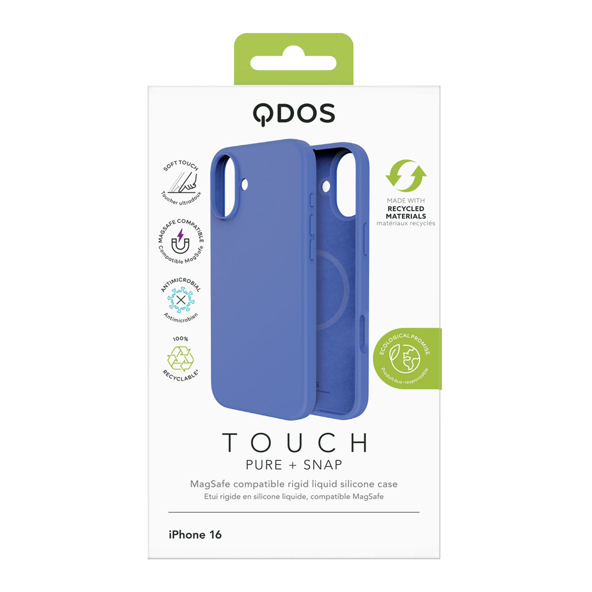 Touch Pure + Snap - Apple iPhone 16 Case MagSafe Compatible - Ultramarine, showcasing product packaging in white