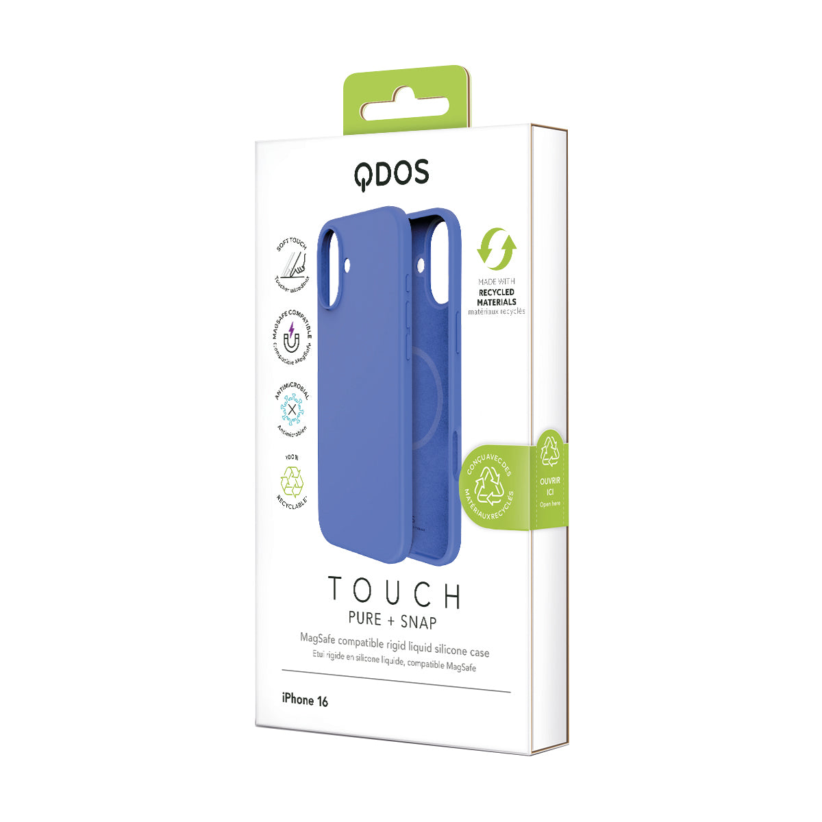 Touch Pure + Snap - Apple iPhone 16 Case MagSafe Compatible - Ultramarine, showcasing product packaging in white