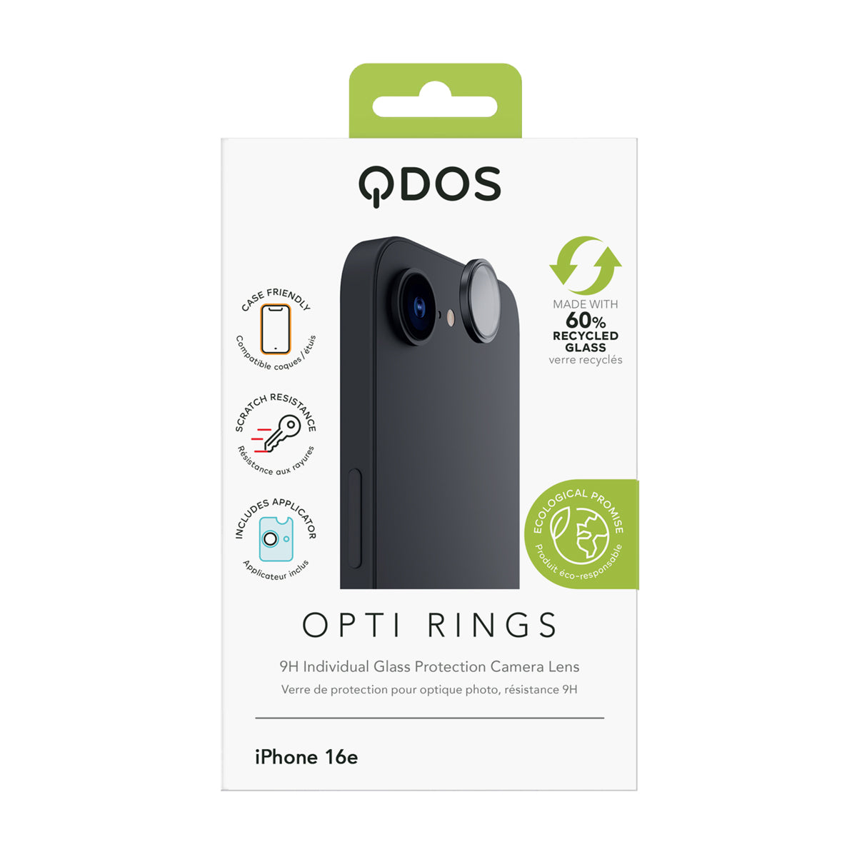OptiRings - iPhone 16e Camera Lens Protector - Black