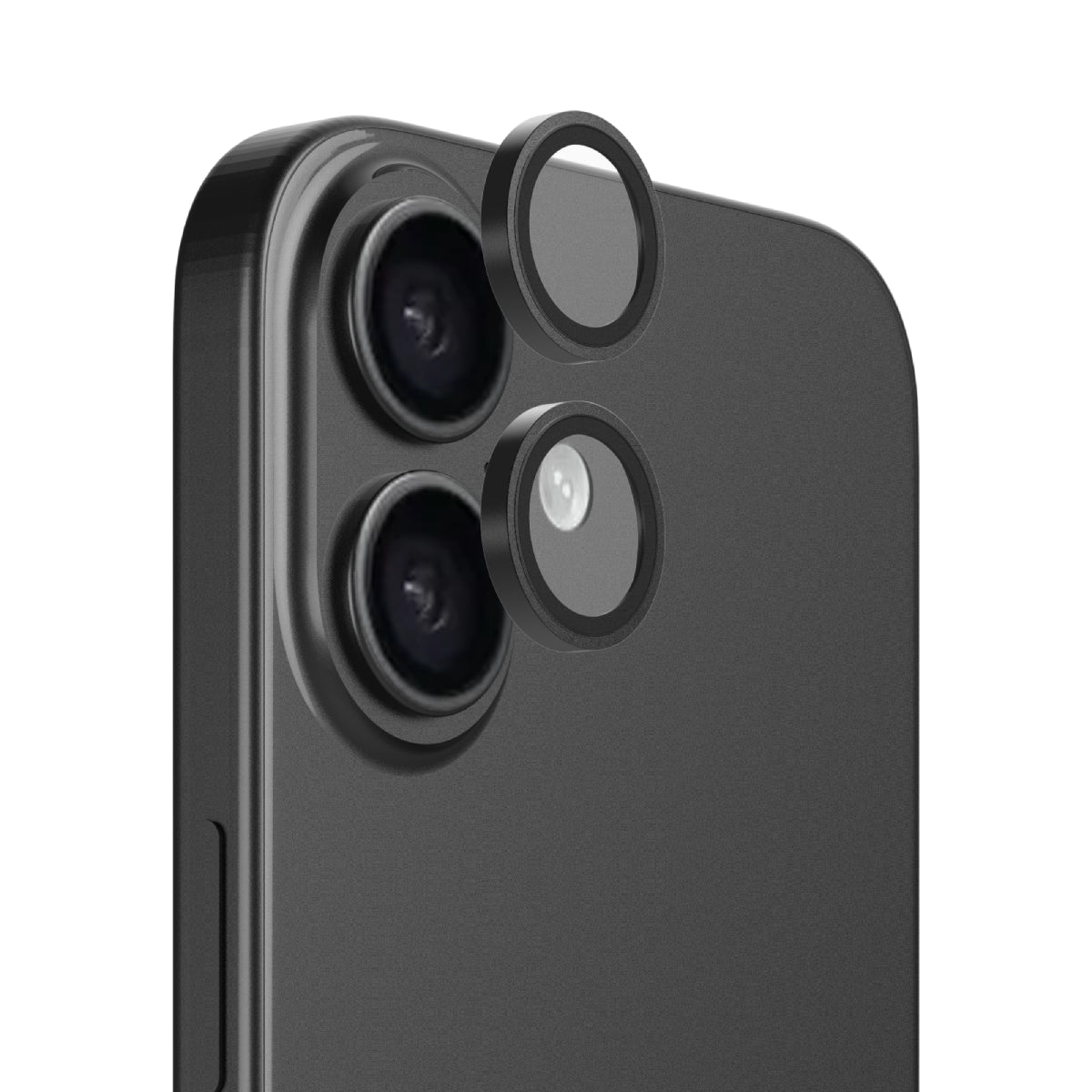 OptiRings - iPhone 17 | iPhone 16 | iPhone 16 Plus Camera Lens Protector - Black