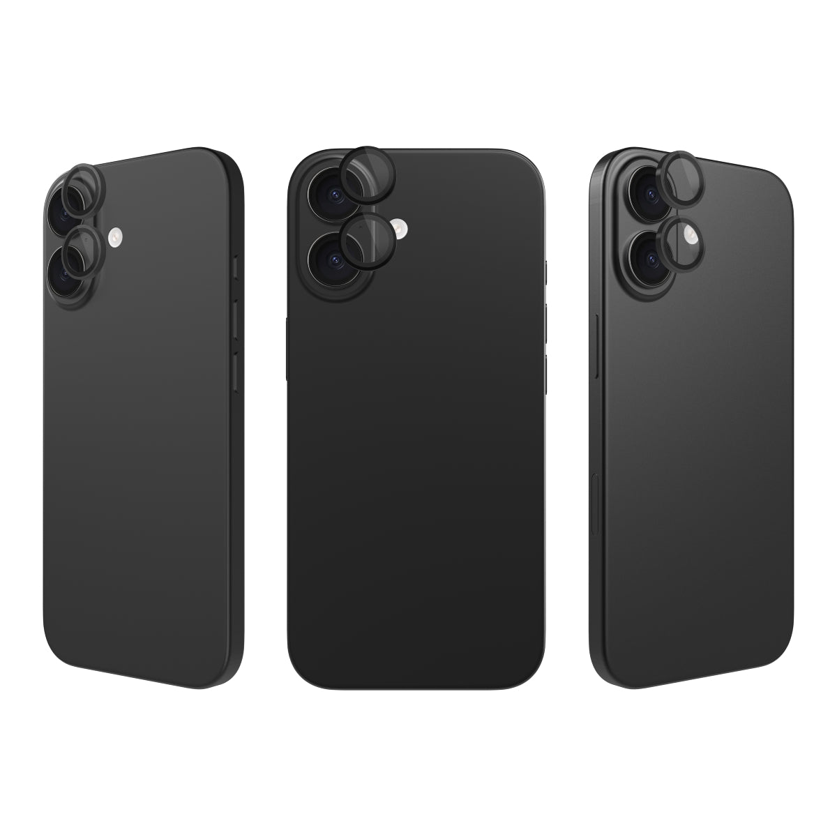 OptiRings - iPhone 17 | iPhone 16 | iPhone 16 Plus Camera Lens Protector - Black