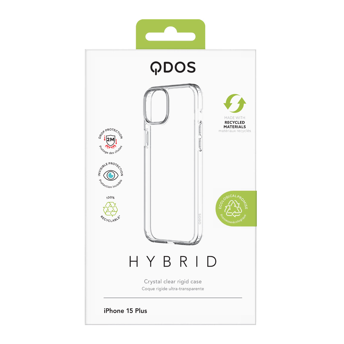 Hybrid - Apple iPhone 15 Plus Case - Clear, showcasing product packaging in white